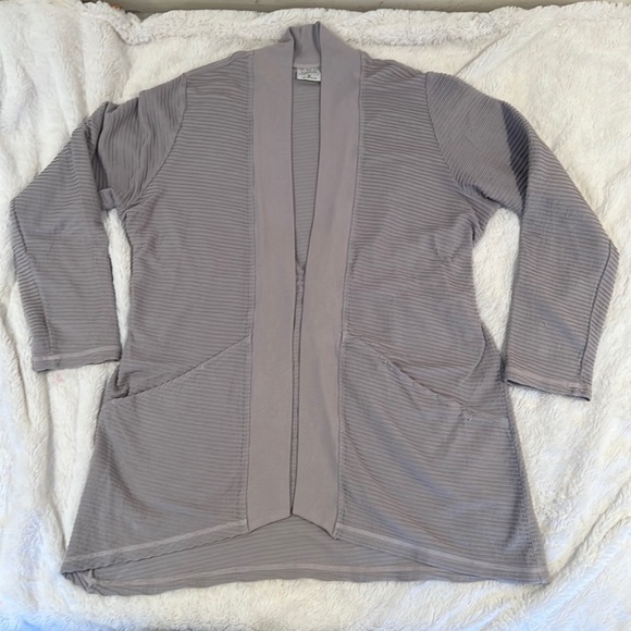 Color Me Cotton ribbed cardigan. Gray size large. - Picture 1 of 9